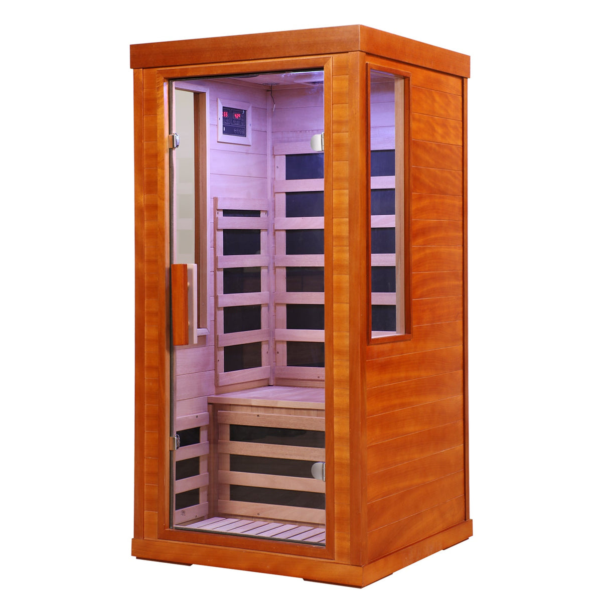 1 Person Far Infrared Sauna Room with LCD Touch Control - Solid Wood