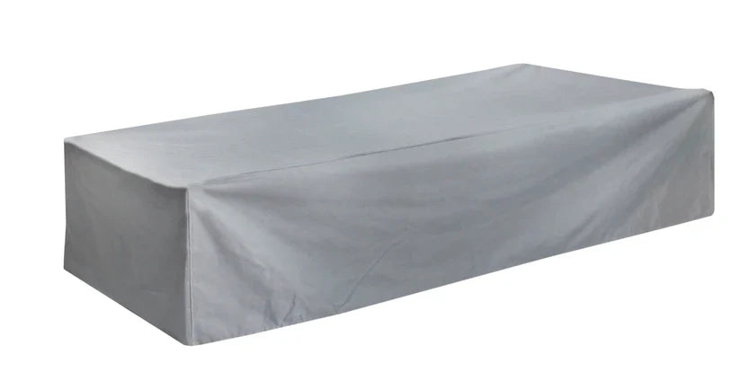 Eclipse Outdoor Solid Teak Wood Natural Look Sun Lounger  - Grey Fabric