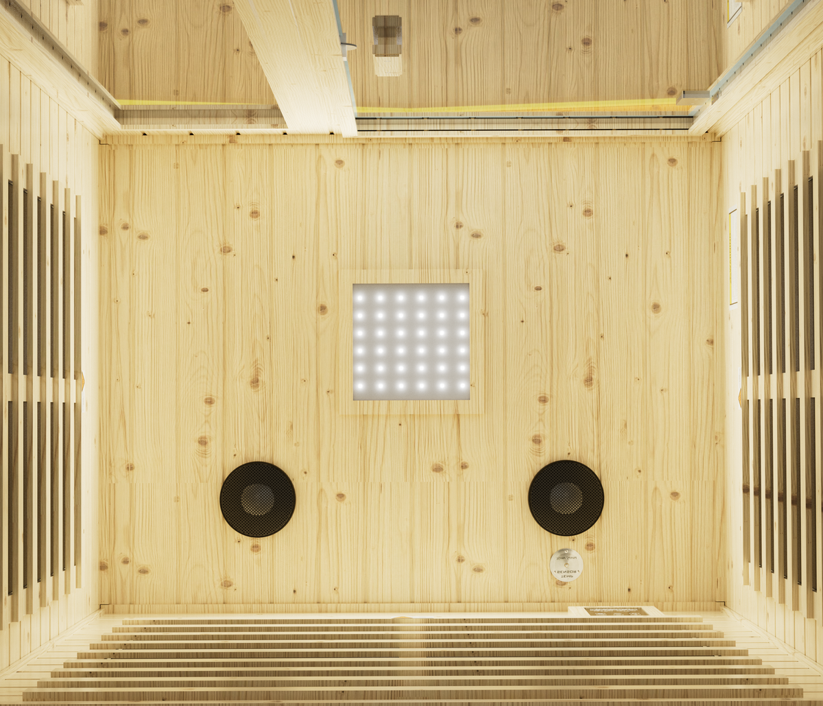 Far Infrared Sauna Room with Digital Controls - Wood and Glass