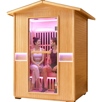 2000W Canadian Hemlock Double Outdoor Far Infrared Sauna Room