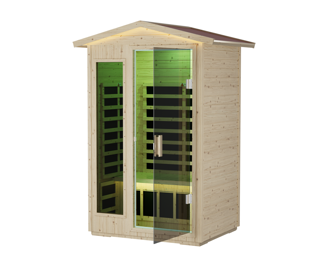 Far Infrared Sauna Room with Digital Controls - Wood and Glass