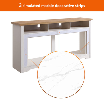 70 Inch Fireplace TV Stand with Smart Electric Fireplace - Tempered Glass & MDF