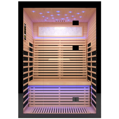 Luxury Double Far Infrared Sauna Room with Epoxy Heating Plates - Black / Natural