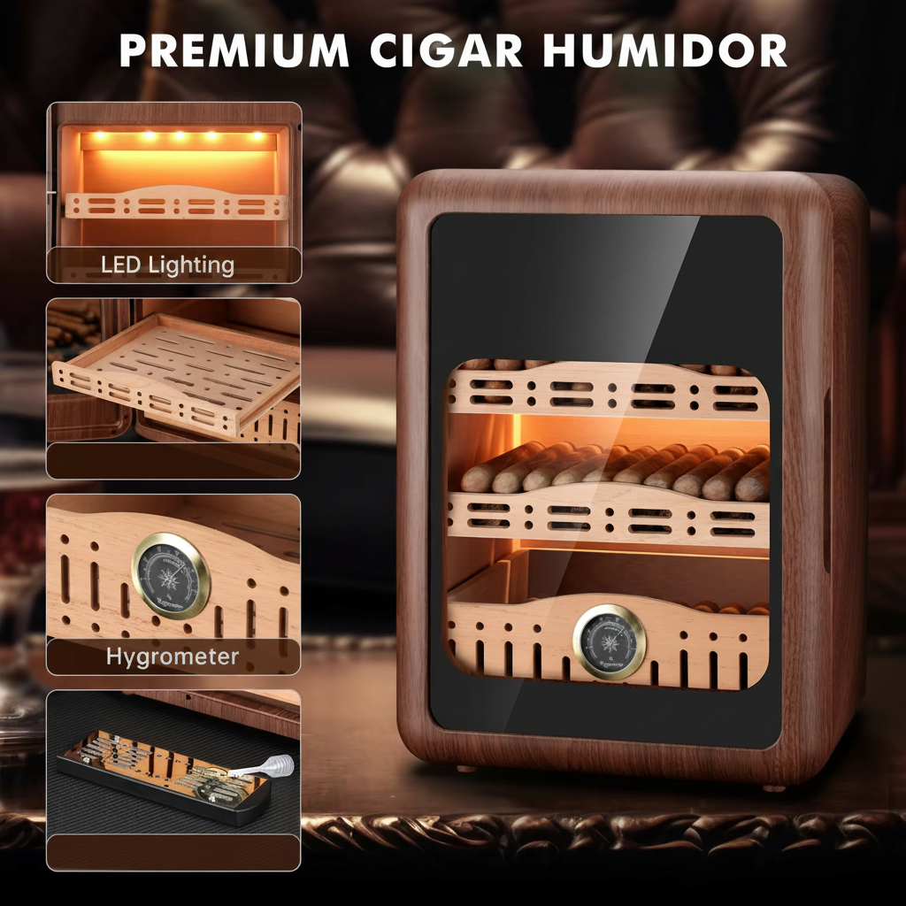Cigar Humidor Cabinet up to 150 Cigars