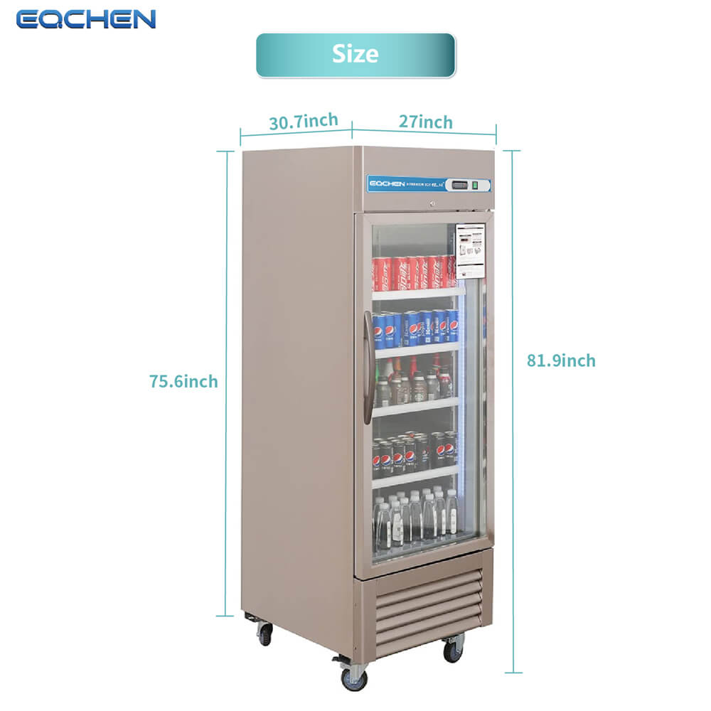 1 Door Commercial Display Refrigerator, EQCHEN 27 Inch Commercial Drinks Fridge