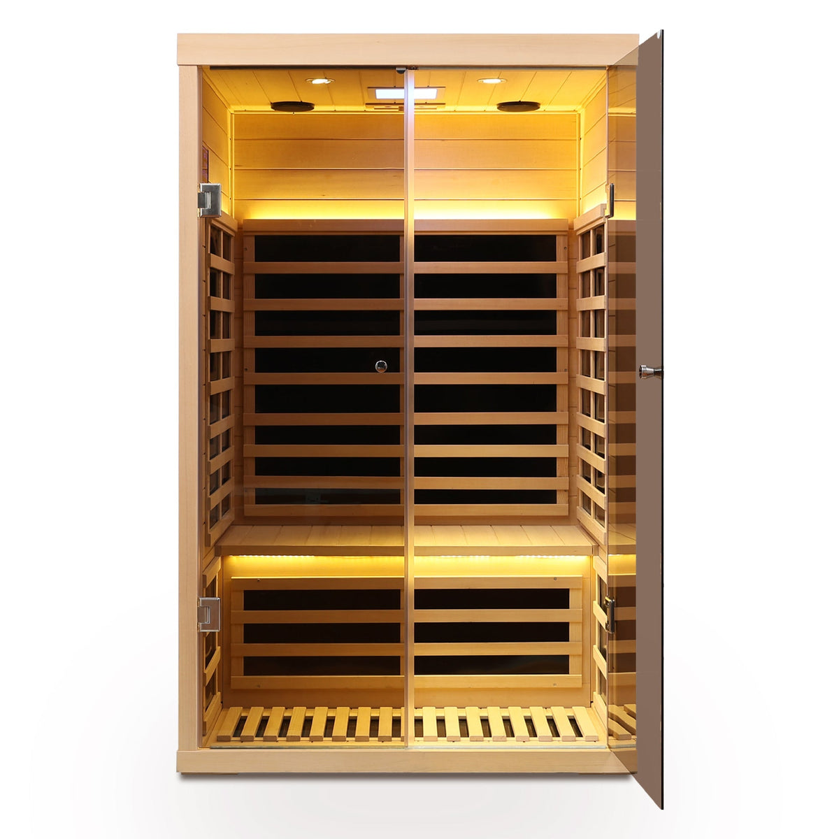 Hemlock Infrared Double Sauna Room with Glass Doors - 2 Person Indoor Luxury