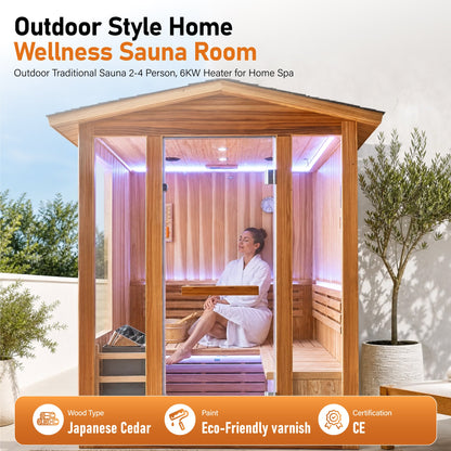 6000W Outdoor Traditional Steam Sauna With Fragrant Cedar Wood