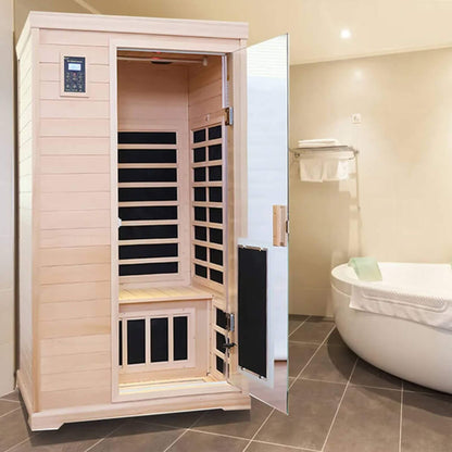 Ivara Luxury 2-Person Hemlock Wood FAR Infrared Sauna Room W/ Glass Door