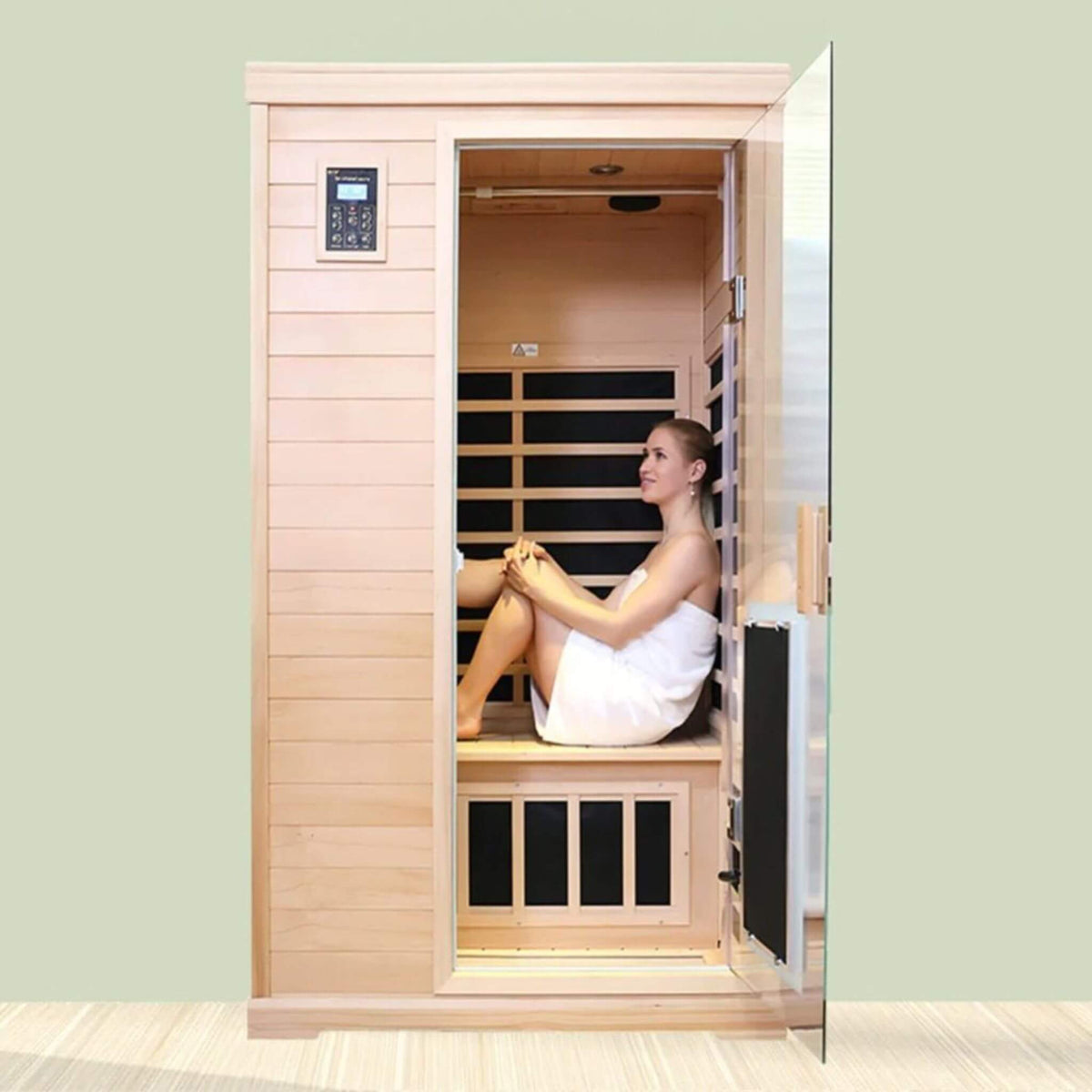 Ivara Luxury 2-Person Hemlock Wood FAR Infrared Sauna Room W/ Glass Door
