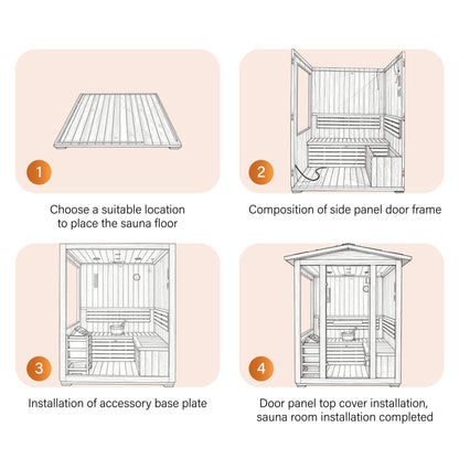 Solenne Outdoor 4-Person Traditional Cedar Steam Sauna With Sauna Heater