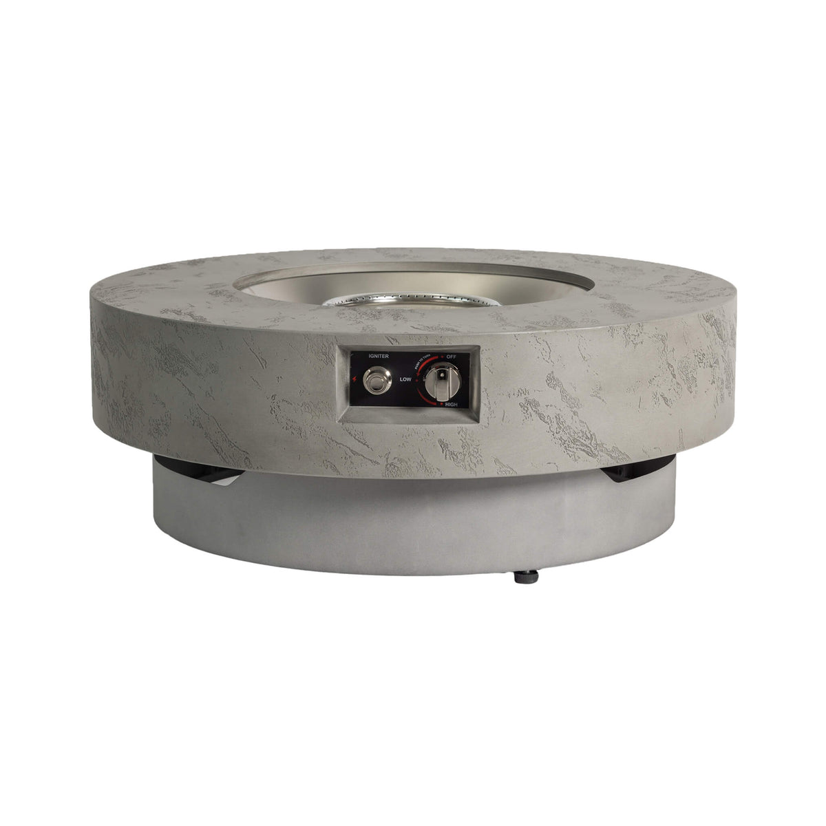 Premium 34-Inch Round Propane Fire Table 50K BTU With Glass Stones
