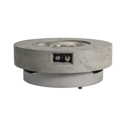 Premium 34-Inch Round Propane Fire Table 50K BTU With Glass Stones