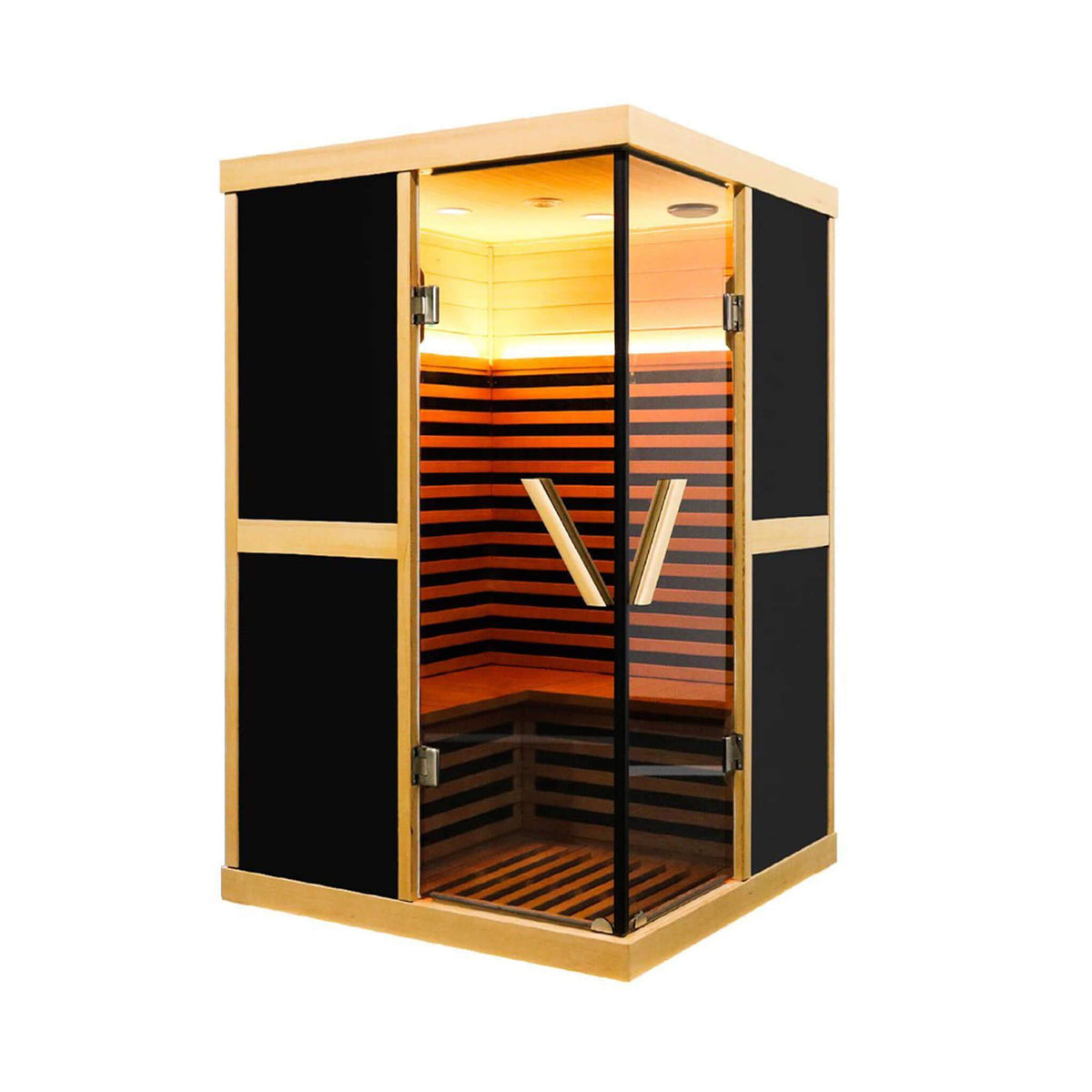 Helix Premium Large 2-Person V-Shaped FAR Infrared Sauna Room With Double Glass Doors