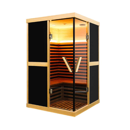 Helix Premium Large 2-Person V-Shaped FAR Infrared Sauna Room With Double Glass Doors