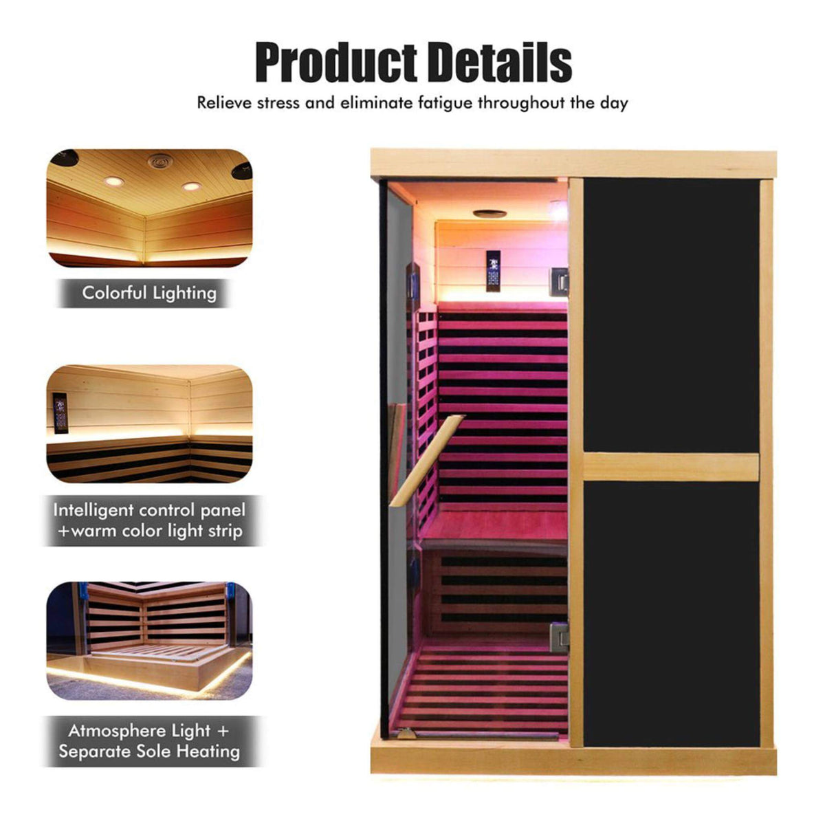 Helix Premium Large 2-Person V-Shaped FAR Infrared Sauna Room With Double Glass Doors