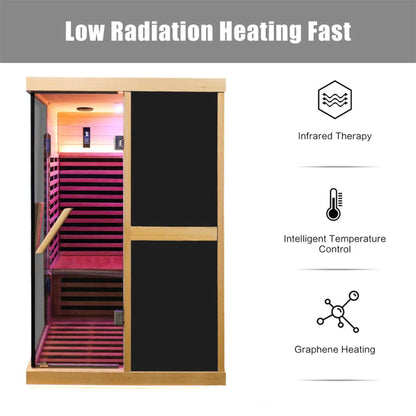 Helix Premium Large 2-Person V-Shaped FAR Infrared Sauna Room With Double Glass Doors
