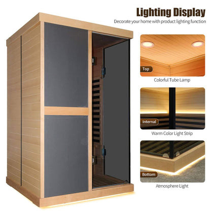 Helix Premium Large 2-Person V-Shaped FAR Infrared Sauna Room With Double Glass Doors