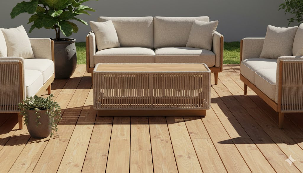 Alpine Teak outdoor collection Beige Rope Coffee table