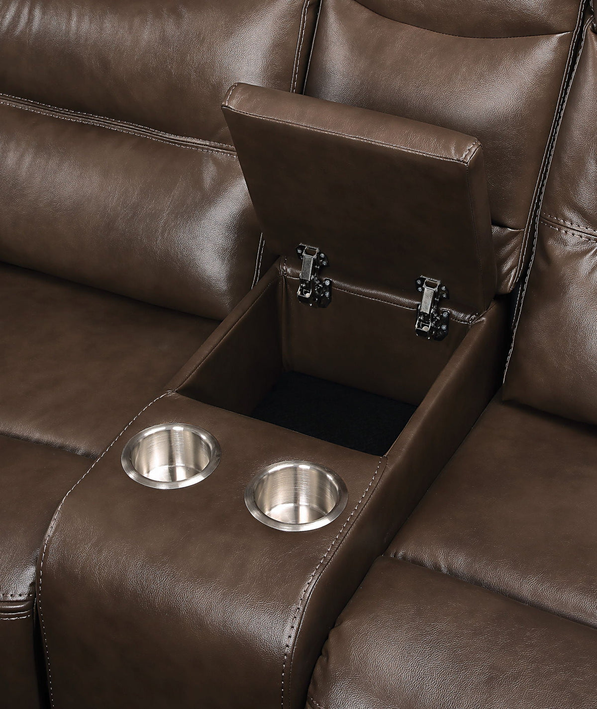 Aashi Leather Gel Match Recliner Loveseat with Manual Recline - Brown
