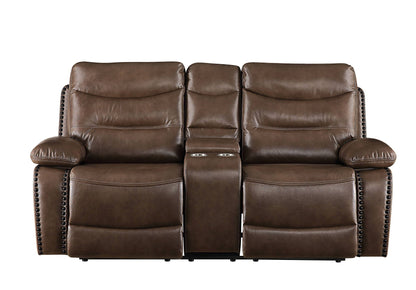 Aashi Leather Gel Match Recliner Loveseat with Manual Recline - Brown